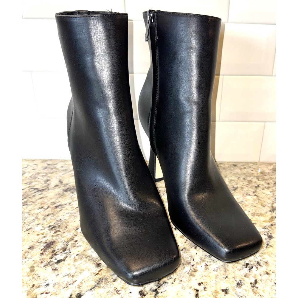 Circus NY by Sam Edelman Bootie Heel Women's 10M Emma Square Toe Black Vegan